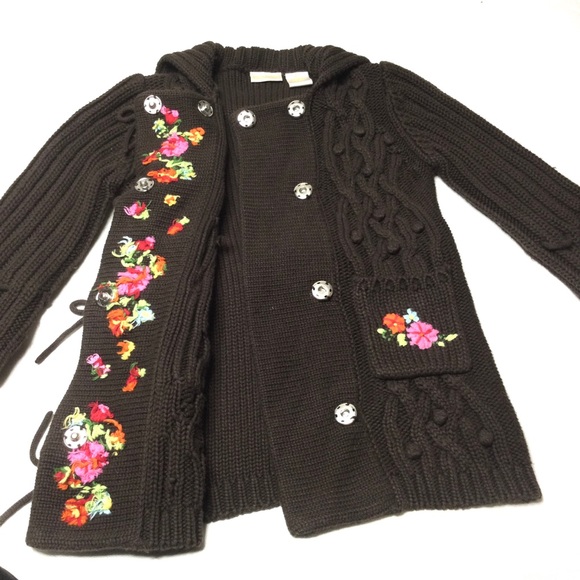Savannah Flowers embroidered Knitted Toddler Cardigan. - Picture 5 of 12